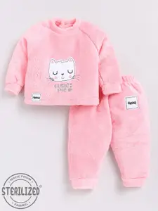 Moms Love Infant Boys Self Design T-shirt with Pyjama