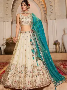 panchhi Embellished Beads Semi-Stitched Lehenga & Unstitched Blouse With Dupatta