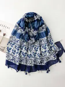 QUECY Women Ethnic Motifs Printed Scarf with Tasselled Border