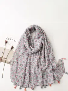 QUECY Women Ethnic Motifs Printed Tasseled Scarf
