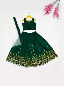 Shoryam Fashion Girls Green Raw Silk Lehenga Choli