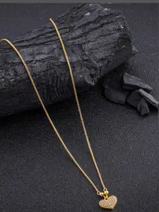 DressBerry Gold-Plated Artificial Beads Minimal Chian With Pendant