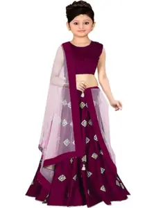 Shoryam Fashion Girls Maroon Raw Silk Lehenga Choli