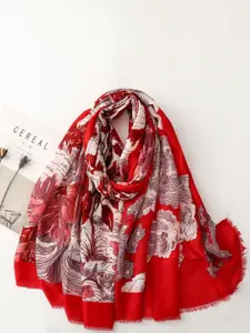 QUECY Women Printed Scarf with Solid Border