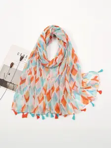 QUECY Women Printed Tasselled Scarf
