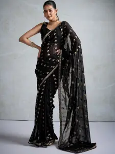 Anouk Embellished Sequinned Pure Georgette Designer Saree