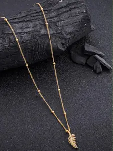 DressBerry Gold-Plated Artificial Beads Minimal Chian With Pendant