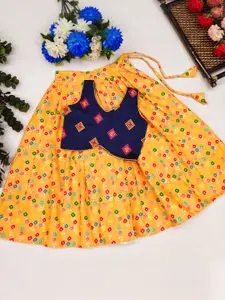 Shoryam Fashion Girls Yellow Raw Silk Lehenga Choli