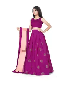 Shoryam Fashion Girls Purple Raw Silk Lehenga Choli