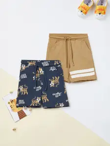 max Boys Pack of 2 Floral Printed Regular Fit Cotton Shorts