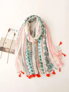 QUECY Women Printed Tasselled Scarf