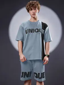 Maniac Printed Cotton Round Neck Half Sleeve T-Shirt With Short Co-Ords