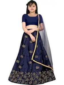 Shoryam Fashion Girls Blue Raw Silk Lehenga Choli