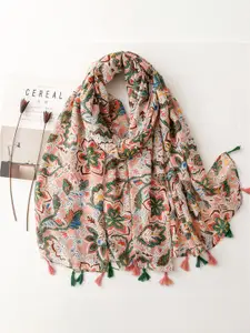 QUECY Women Printed Scarf With Tasselled