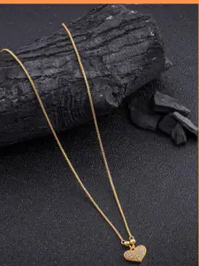 DressBerry Gold-Plated Artificial Beads Minimal Chian With Pendant