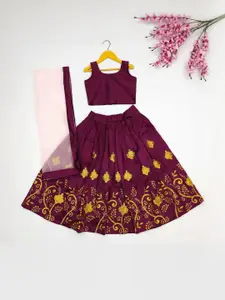 Shoryam Fashion Girls Purple Raw Silk Lehenga Choli