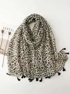 QUECY Women Printed Scarf with Tasselled Border