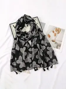 QUECY Women Printed Scarf with Tasselled Border