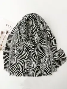 QUECY Women Striped Printed Scarf