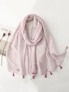 QUECY Women Printed Scarf with Tasselles
