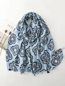 QUECY Women Printed Scarf with Tasselles