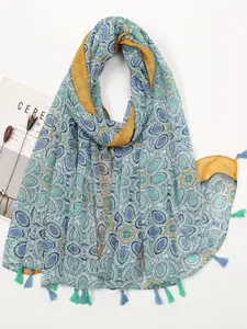 QUECY Women Printed Scarf with Tasselles