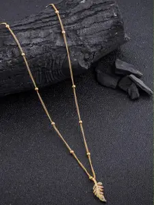 DressBerry Gold-Plated Artificial Beads Minimal Chian With Pendant