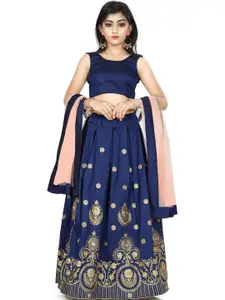 Shoryam Fashion Girls Blue Raw Silk Lehenga Choli