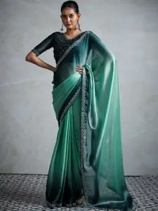 Anouk Ombre Beads and Stones Satin Designer Saree