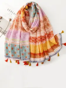QUECY  Women Printed Scarf  With Tasselled