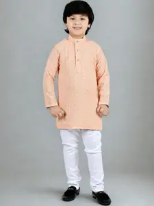 Sangria Boys Embroidered Chikankari Straight Kurta Set
