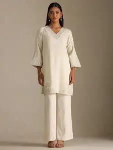 Soch Women Ethnic Motifs Embroidered Sequinned Regular Straight Kurta