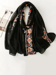 QUECY Women Floral Embroidered Scarf