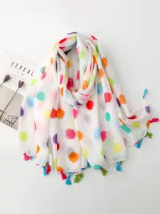 QUECY Women Printed Tasselled Scarf