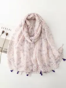 QUECY Women Printed with Tasselled Scarf