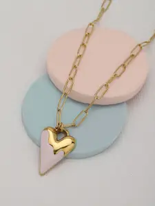 Carlton London Girls Gold-Plated Stainless Steel Enamelled Necklace