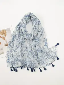 QUECY Women Printed Tasselled Border Scarf