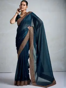 Anouk Embellished Beads and Stones Organza Designer Saree