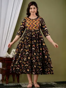 FASHION CLOUD Floral Printed Gotta Patti Pure Cotton Maternity Gotta Patti Angrakha Kurti