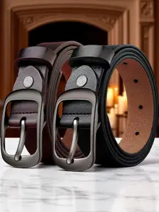 Provogue Solid Pack of 2 Formal Slim Belts