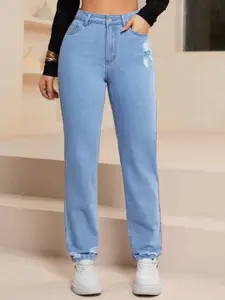 Metronaut Women Comfort Relaxed Fit Mid-Rise Low Distress Stretchable Jeans