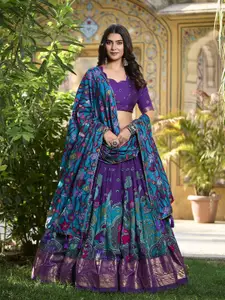 JULEE Printed Ready to Wear Art Silk Lehenga & Unstitched Blouse With Dupatta