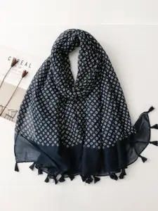 QUECY Women Printed Scarf with Tasselles
