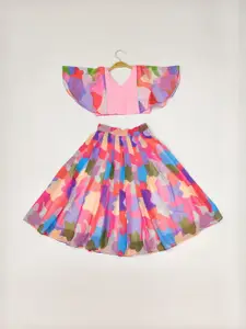 Shoryam Fashion Girls Pink Raw Silk Lehenga Choli