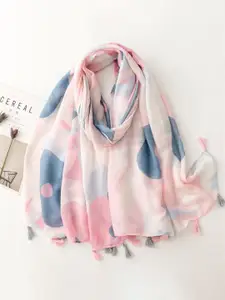 QUECY Women Printed Scarf with Tasselles