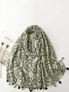 QUECY Women Printed Scarf  With Tasselled