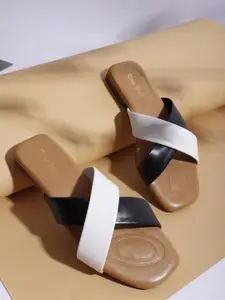 Retro Walk Women Colourblocked Open Toe Flats