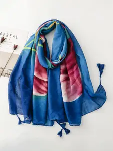QUECY Women Printed Scarf with Tasselles