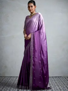 Anouk Embellished Aari Work Satin Designer Saree