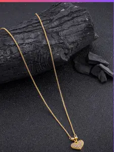 DressBerry Gold-Plated Artificial Beads Minimal Chian With Pendant